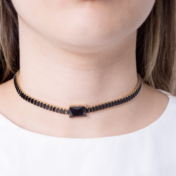 Choker Baguete Zircônia Negra