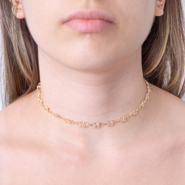 Choker Borboletas Zircônia